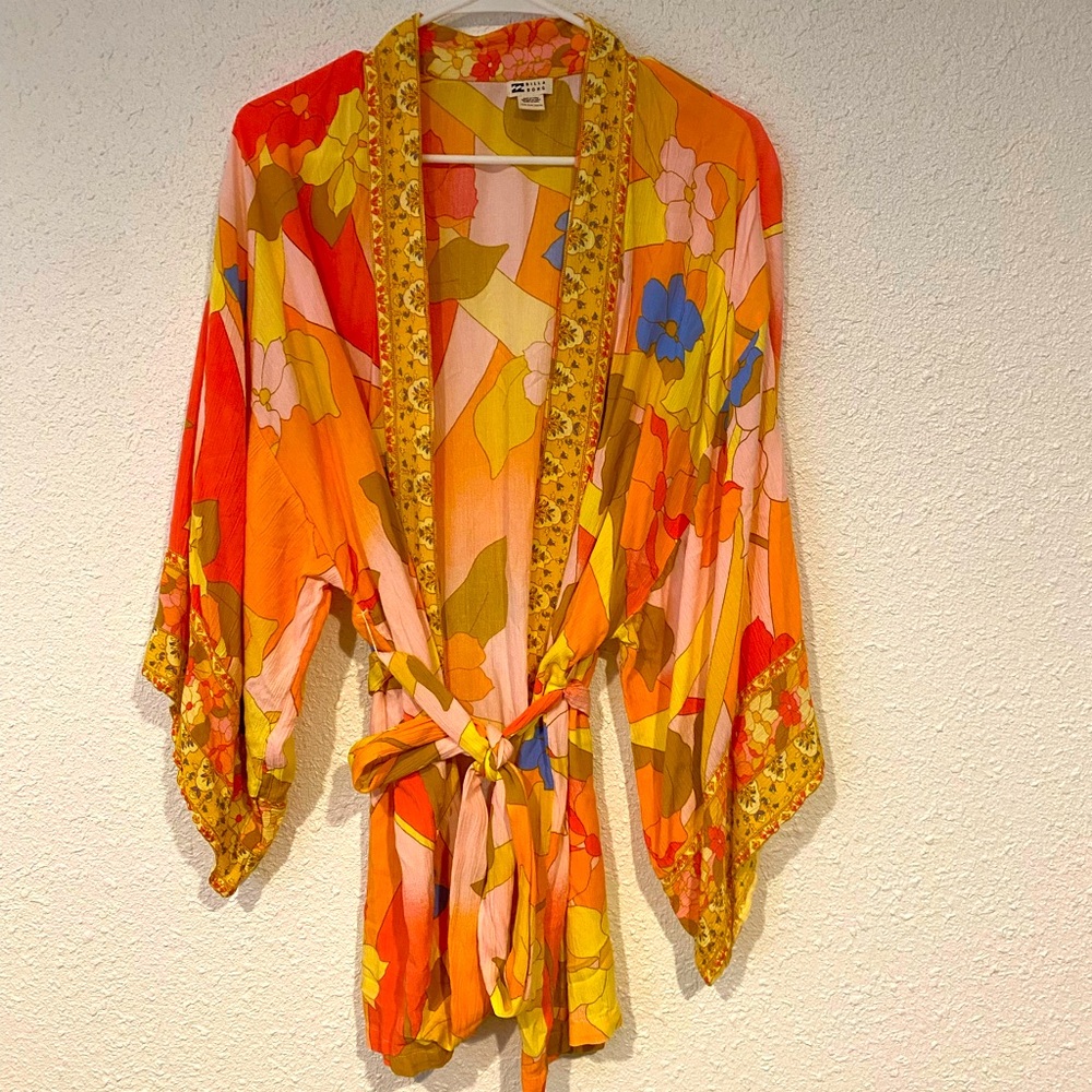 Small/medium billabong groovy garden kimono beach coverup boho style